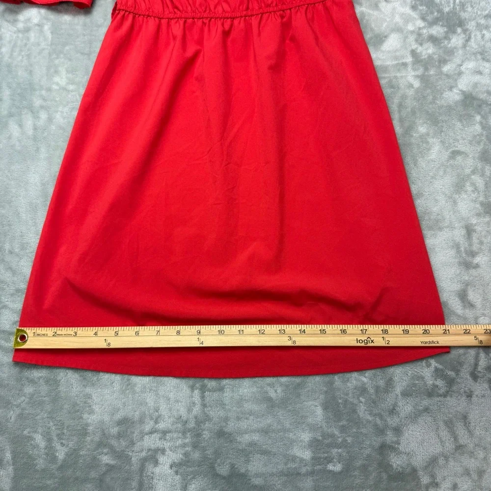 DejaVu‎ Red Crochet Neck Ruffle Bell Sleeve Mini Dress Womens Medium